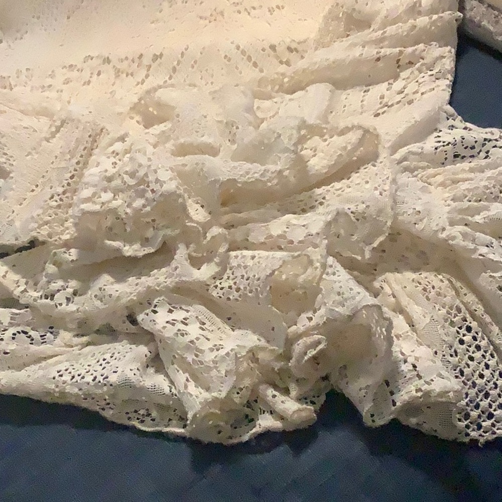 SOLITAIRE BOHO VINTAGE CREAM LACED SUMMER DRESS SM. - Picture 5 of 6